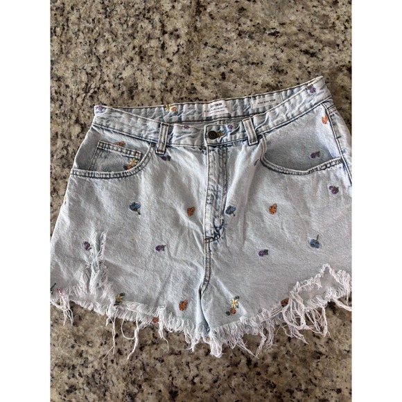 Cotton On Pants - Cotton On Women's High Mom Denim Shorts size 12. Embroidered flowers, distressed